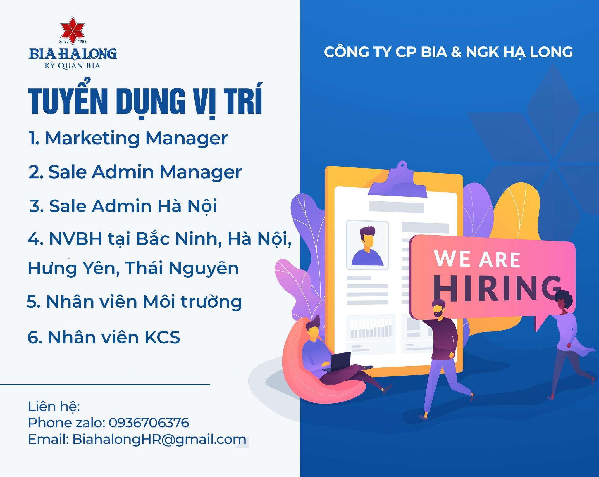 Thông báo tuyển dụng tháng 4/2022